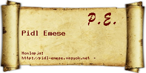 Pidl Emese névjegykártya